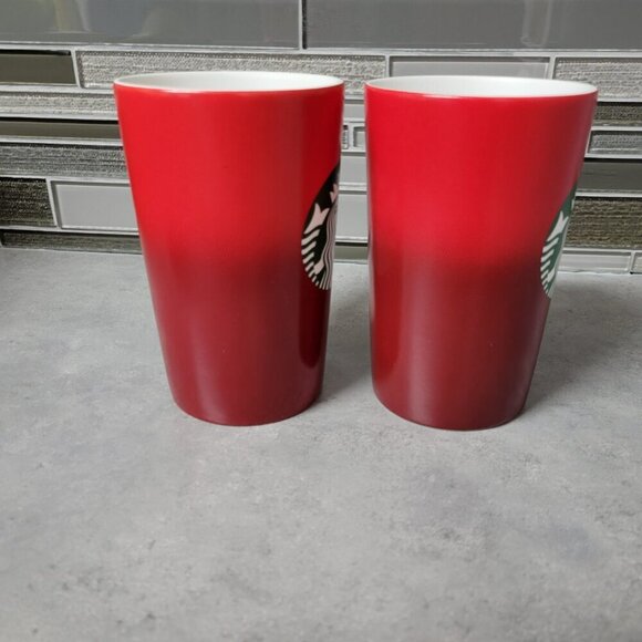 Two Starbucks 2015 Red Mermaid Siren Coffee Mugs 16 oz - Picture 2 of 8